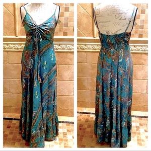Neha turquoise printed maxi dress